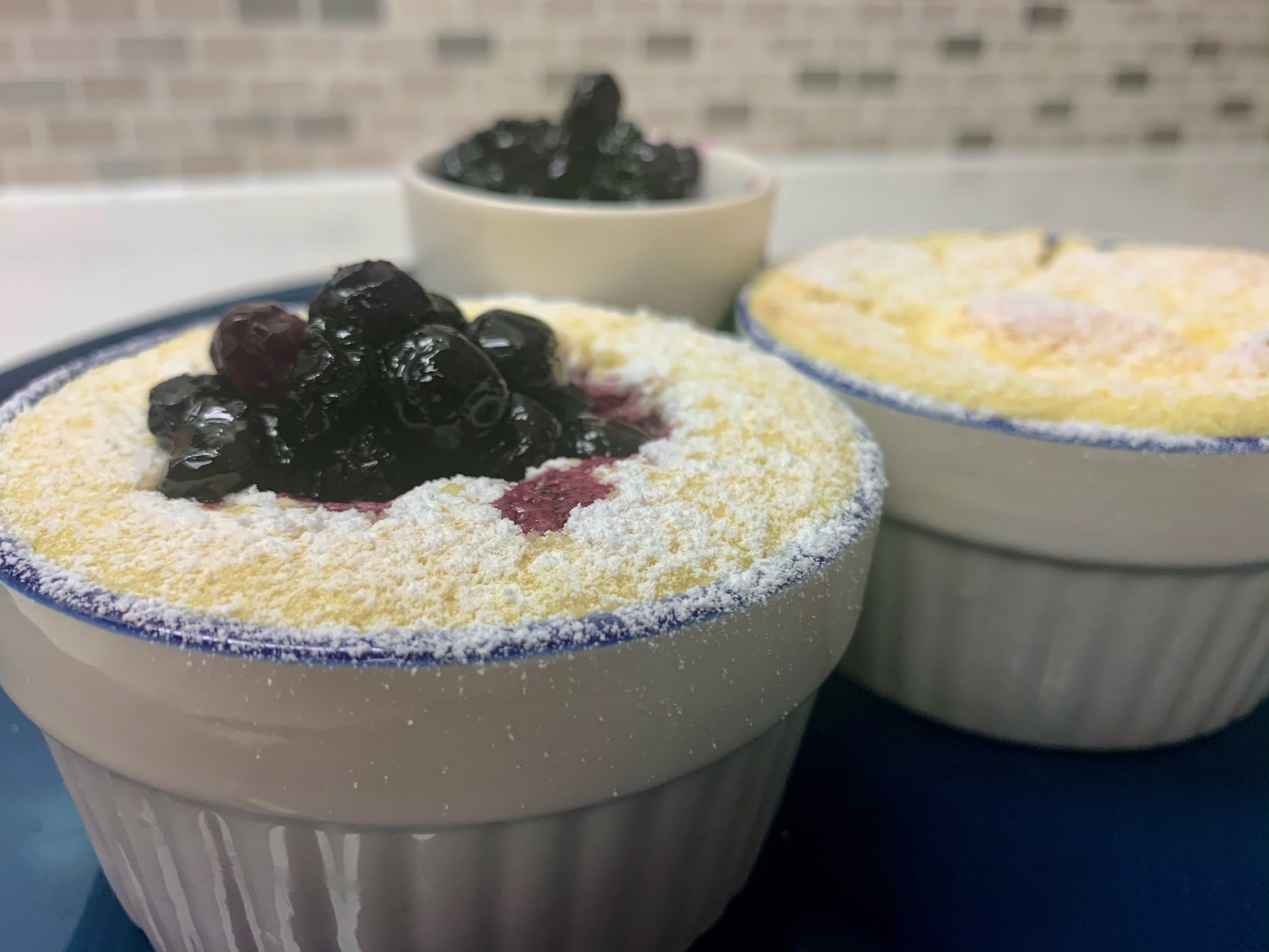 Baked Lemon Pudding With BC Blueberry Compote